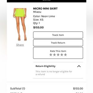 Miaou Micro Skirt in Neon Green